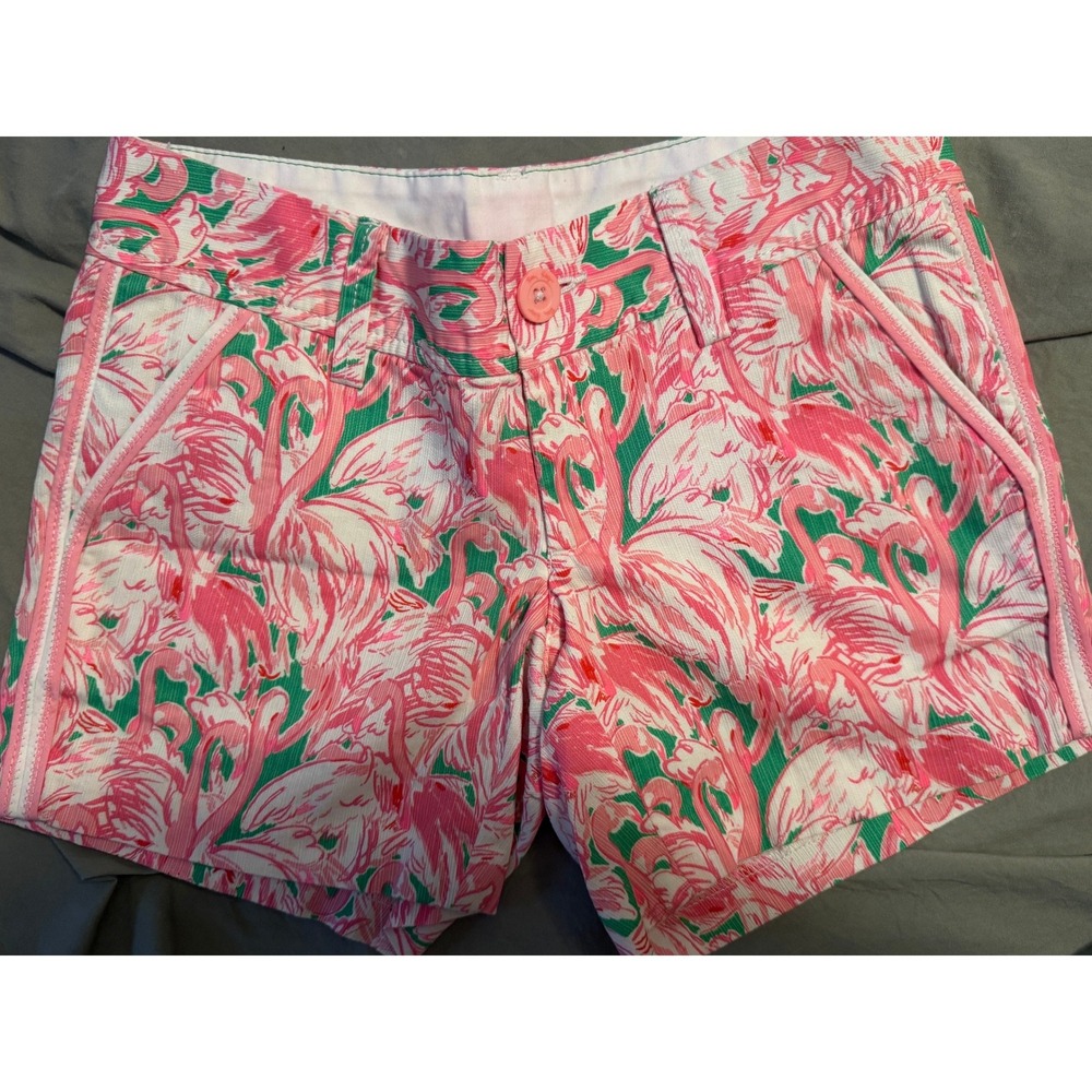 Lilly Pulitzer Callahan Shorts Pink Flamingo Print Cotton Corduroy Size 000
